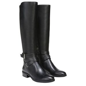 Sam Edelman Wide Calf Black Leather Buckle Tall Boots Women US 9.5  Riding Boots